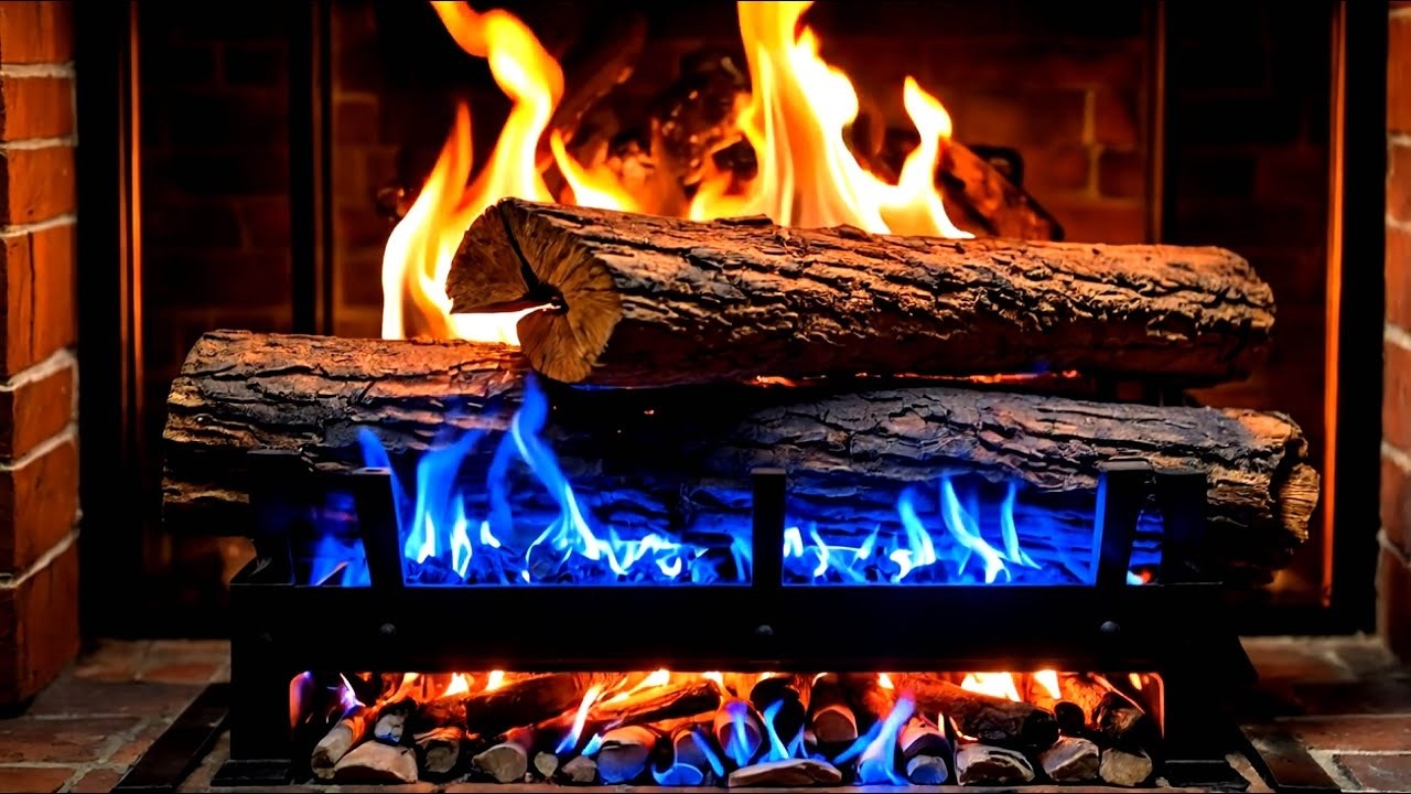 Blue Fire Fireplace 🔵🔥 Relaxing Night Ambience for Study, Focus & Sleep
