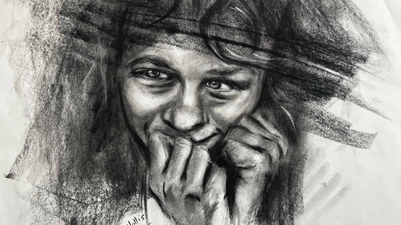 How to draw using shapes #charcoaldrawing #howtodraw #portraitdrawing 