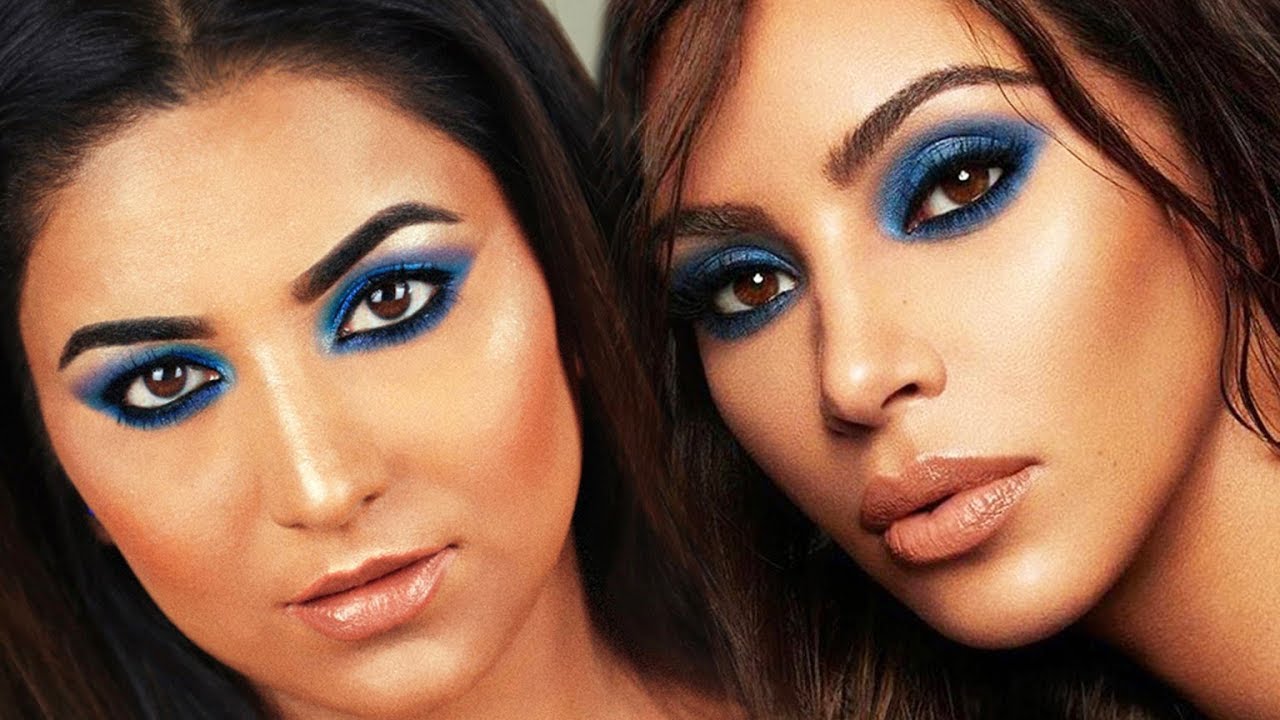 KIM KARDASHIAN (KKW BEAUTY x MARIO) INSPIRED BLUE SMOKEY EYE + NUDE LIP MAKEUP TUTORIAL
