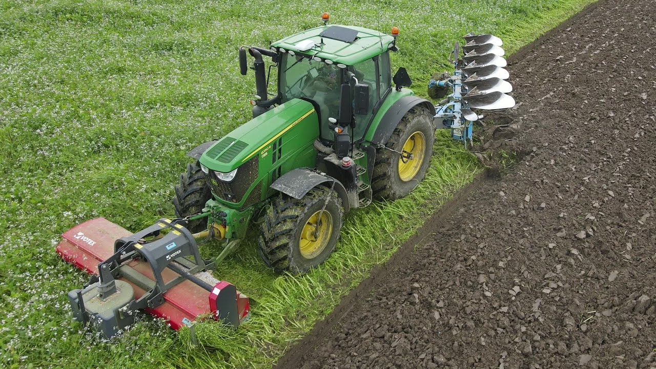 John Deere 6250R Onland Ploughing with Votex Landmaster 310 and 6 Furrow Lemken Juwel 10
