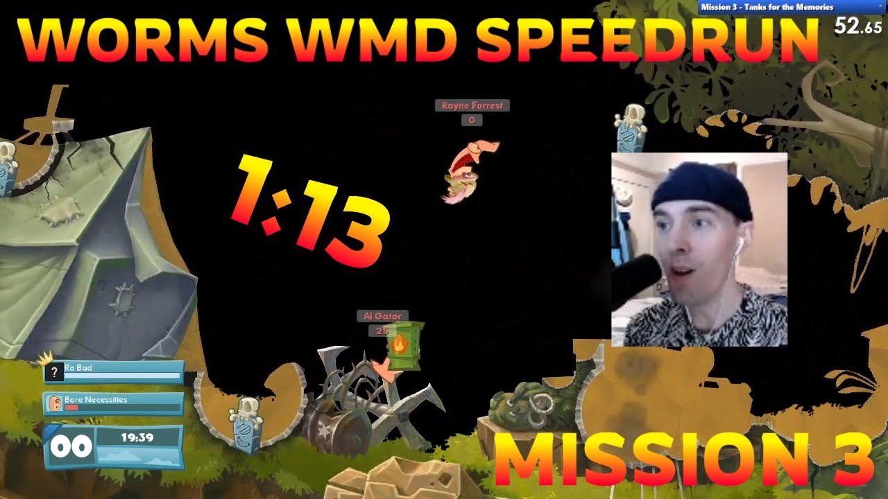 Worms WMD - Mission 3 (Tanks for the Memories) Speedrun in 1:13 (WR)