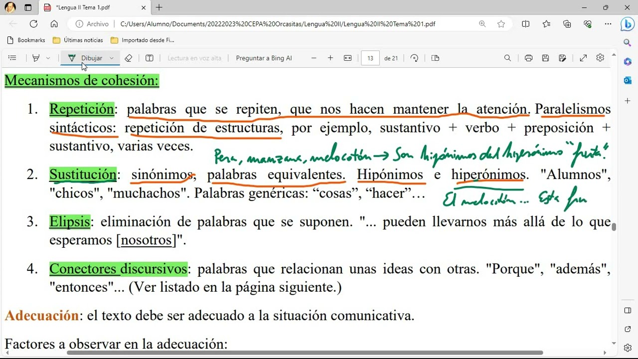 Propiedades textuales: coherencia, cohesión y adecuación
