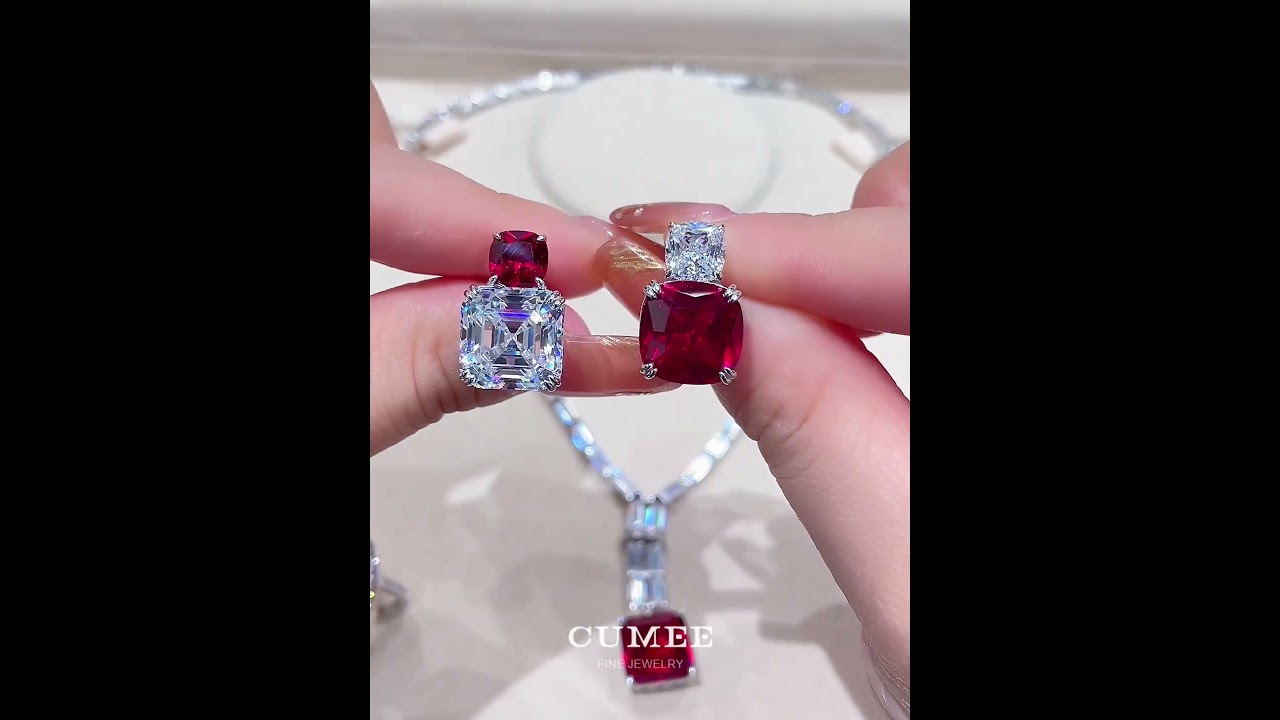 #925silver #lab #diamond #rubyjewelry #ruby gemstone necklace #Cumee jewelry #ruby pendant necklace