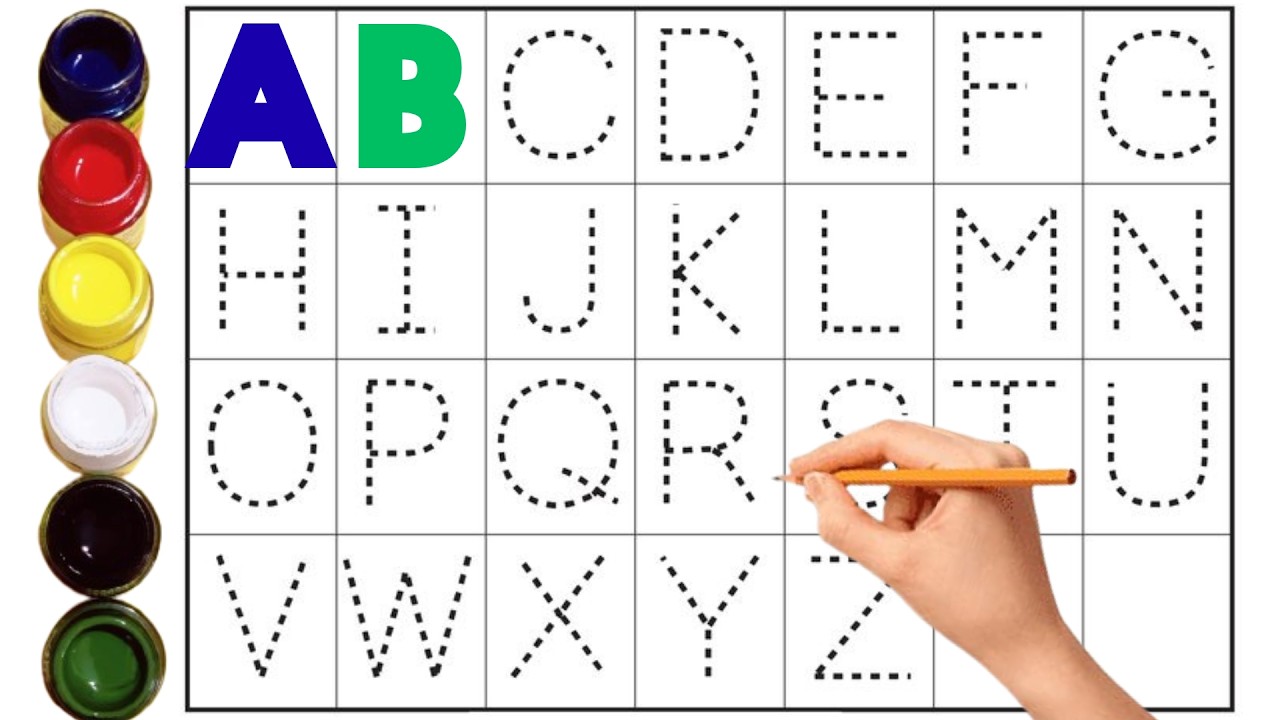 Kids rhymes | A to Z  | collection for writing along dotted lines for toddler | Alphabet | ABCD |abc