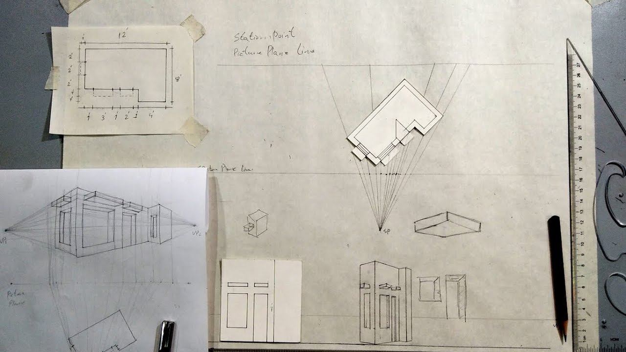 Draw Two Point Perspective view from Plan | Done