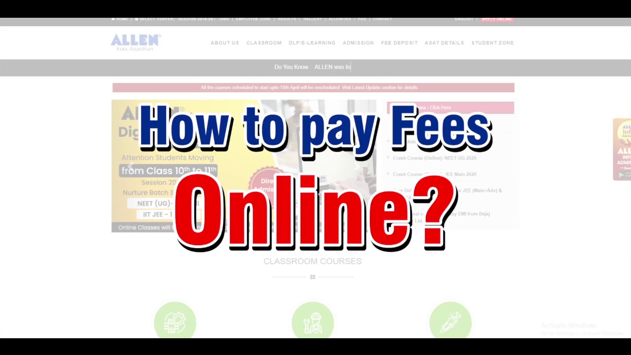 How to pay fee online for ALLEN CAREER INSTITUTE..