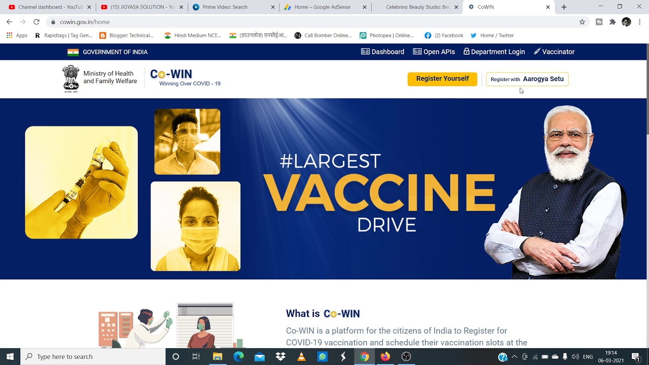 Cowin online portal registration - CoWIN registration Process - how to registration in CoWIN Vaccine