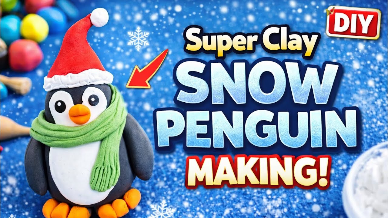 Make  a Cute Snow Penguin with Super Clay 🐧❄️ | DIY Art