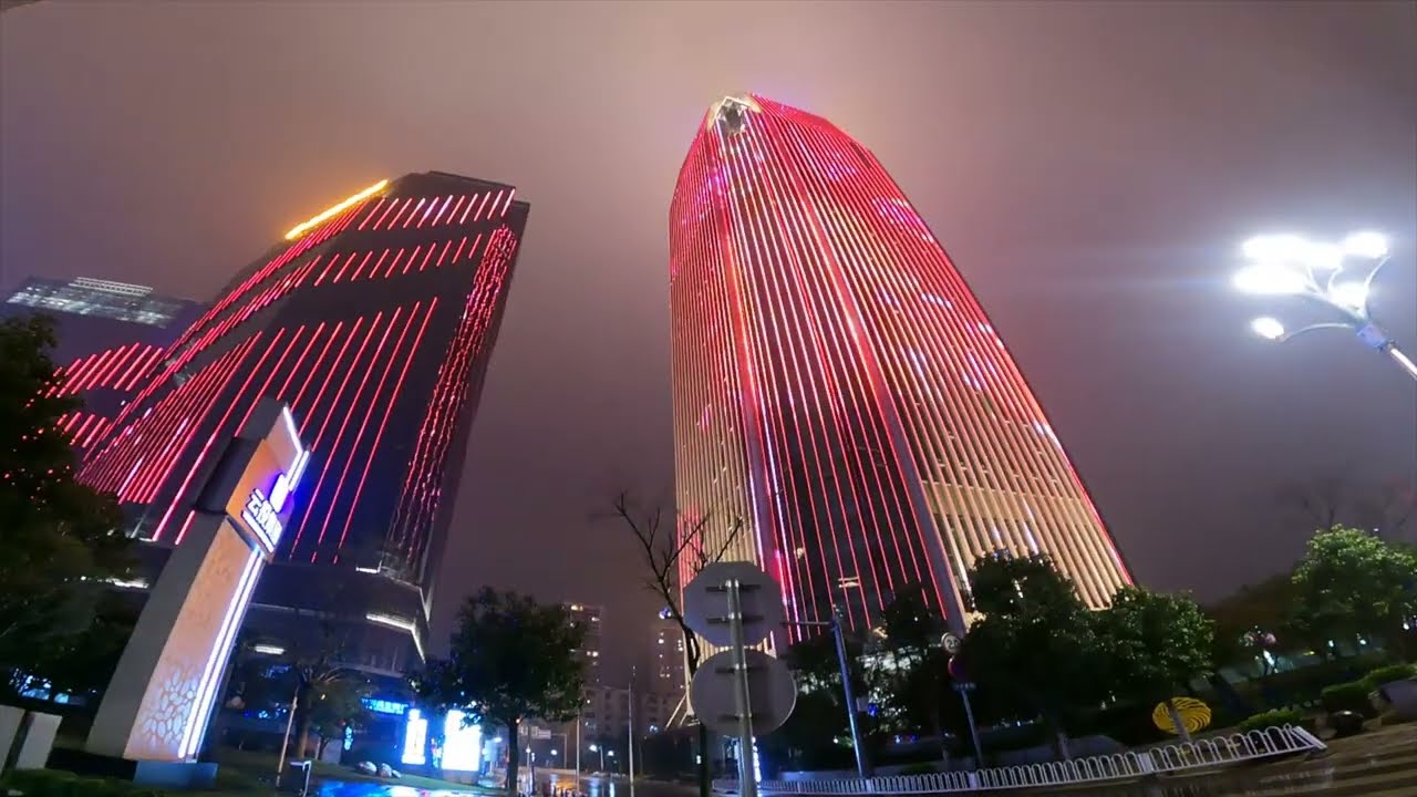 Walking in Non-Stop Super Heavy Rain at Downtown Capital City of Yunnan ASMR Binaural【4K】WalkTube 4K