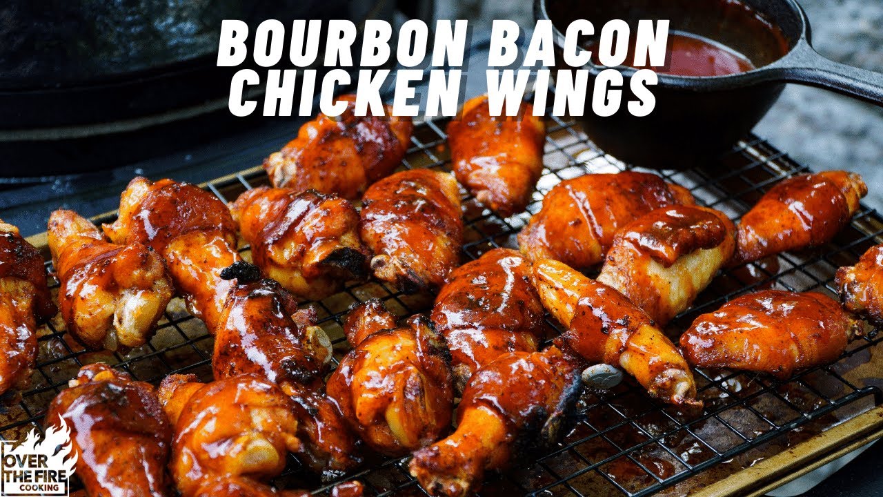 Bourbon Bacon Chicken Wings Recipe 🍗🥓🥃🔥 #shorts