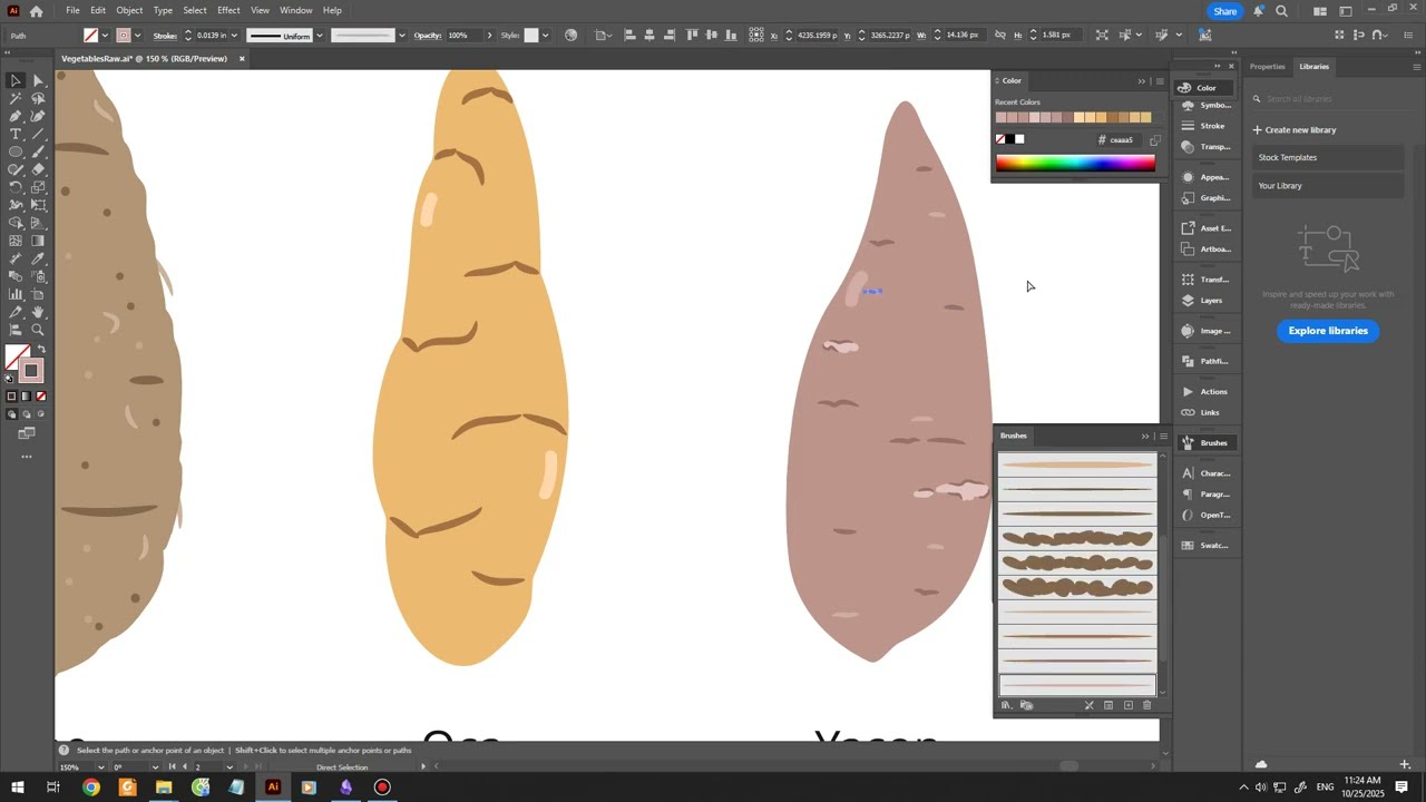 2025-10-25 | Drawing Yacon in Adobe Illustrator | Simple Vector Study