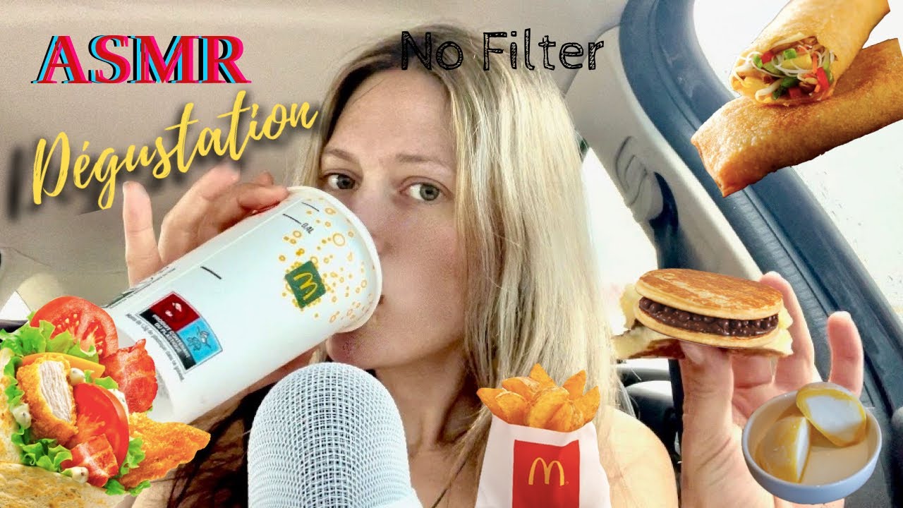 💤ASMR💤~ 🍔🍟🥡 DÉGUSTATION au naturel ( j’ai osé ) dans ma 🚗