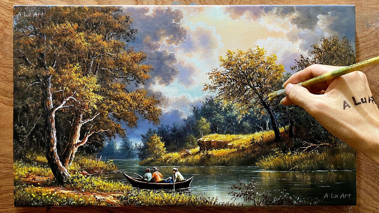 How to draw landscape painting 