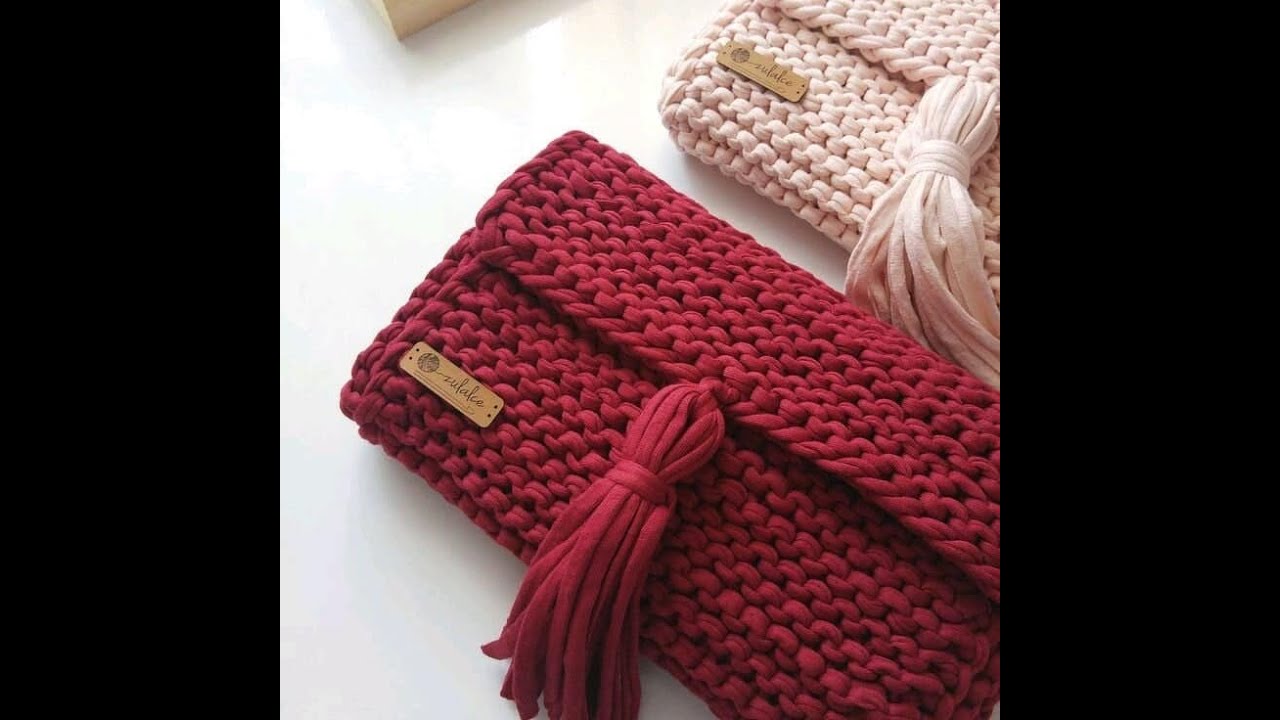 كيفيه عمل شنطه تريكو بخيط الكليم  بغرزة الجيرسيه crochet bag