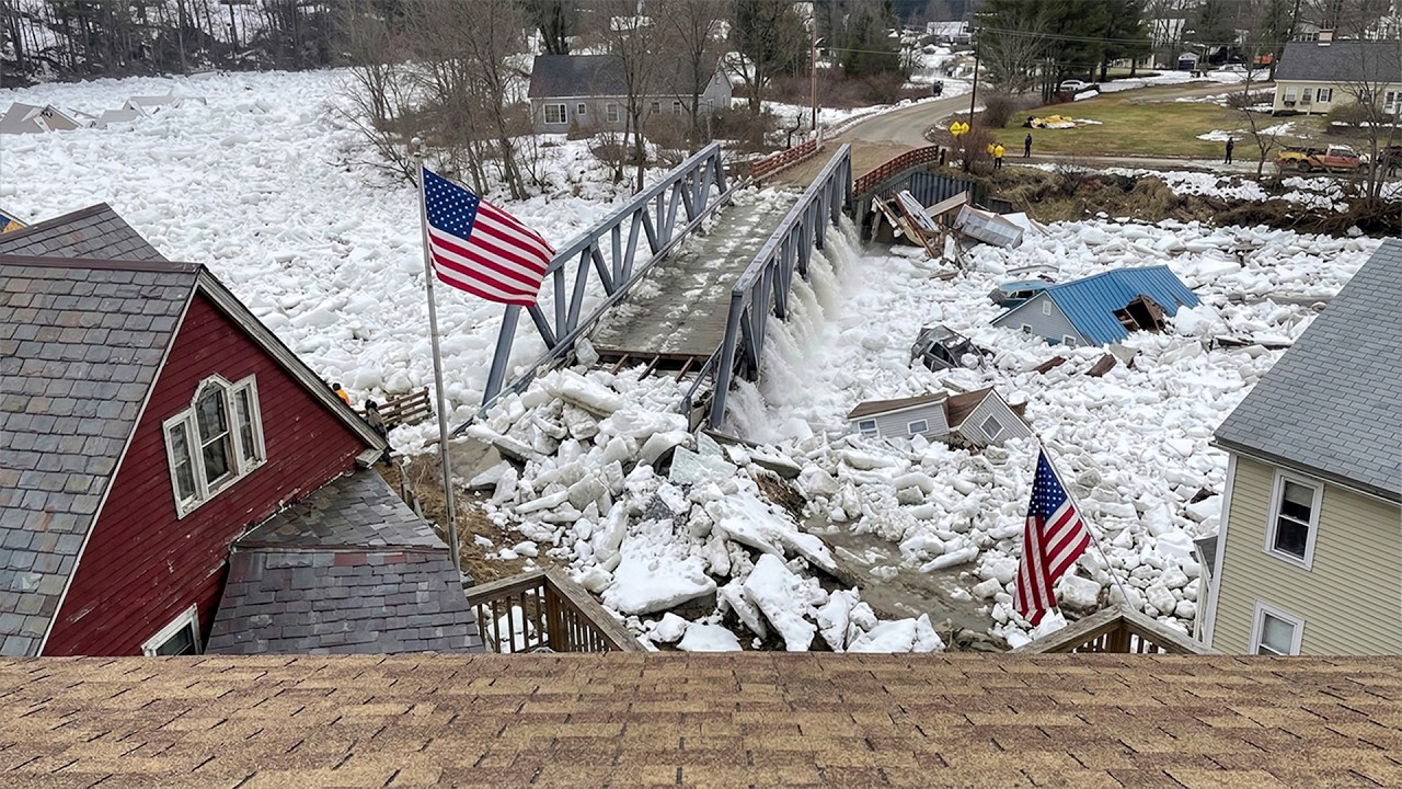 Chaos in Vermont!  Giant Ice Jam on the Mad River Triggers Severe Flooding