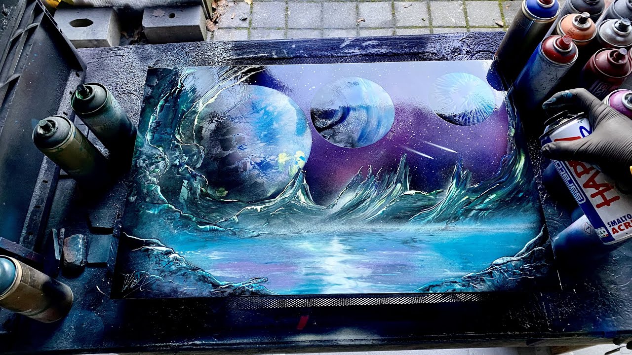 Emerald Space Cave - SPRAY PAINT ART by Skech