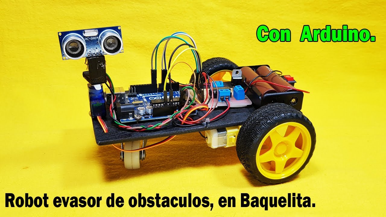 Carrito evasor de obstáculos con Arduino, en Baquelita paso a paso.