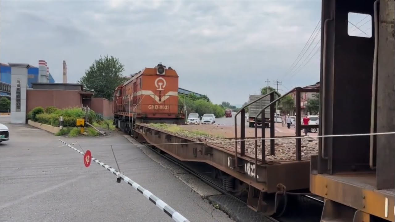 Train in Action | Freight Train Navigates Busy Intersection!