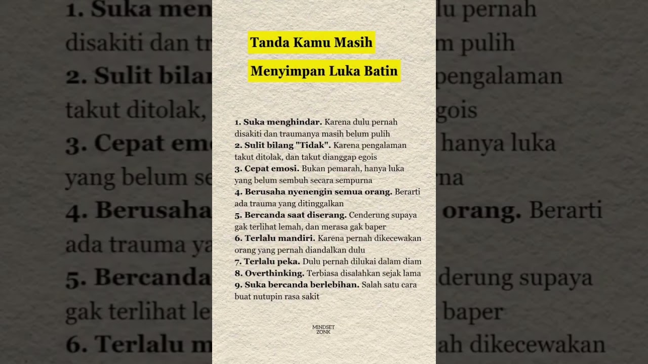 Kadang luka batin itu gak kelihatan. Bukan nangis, bukan drama. Tapi muncul lewat sikap sehari-hari.