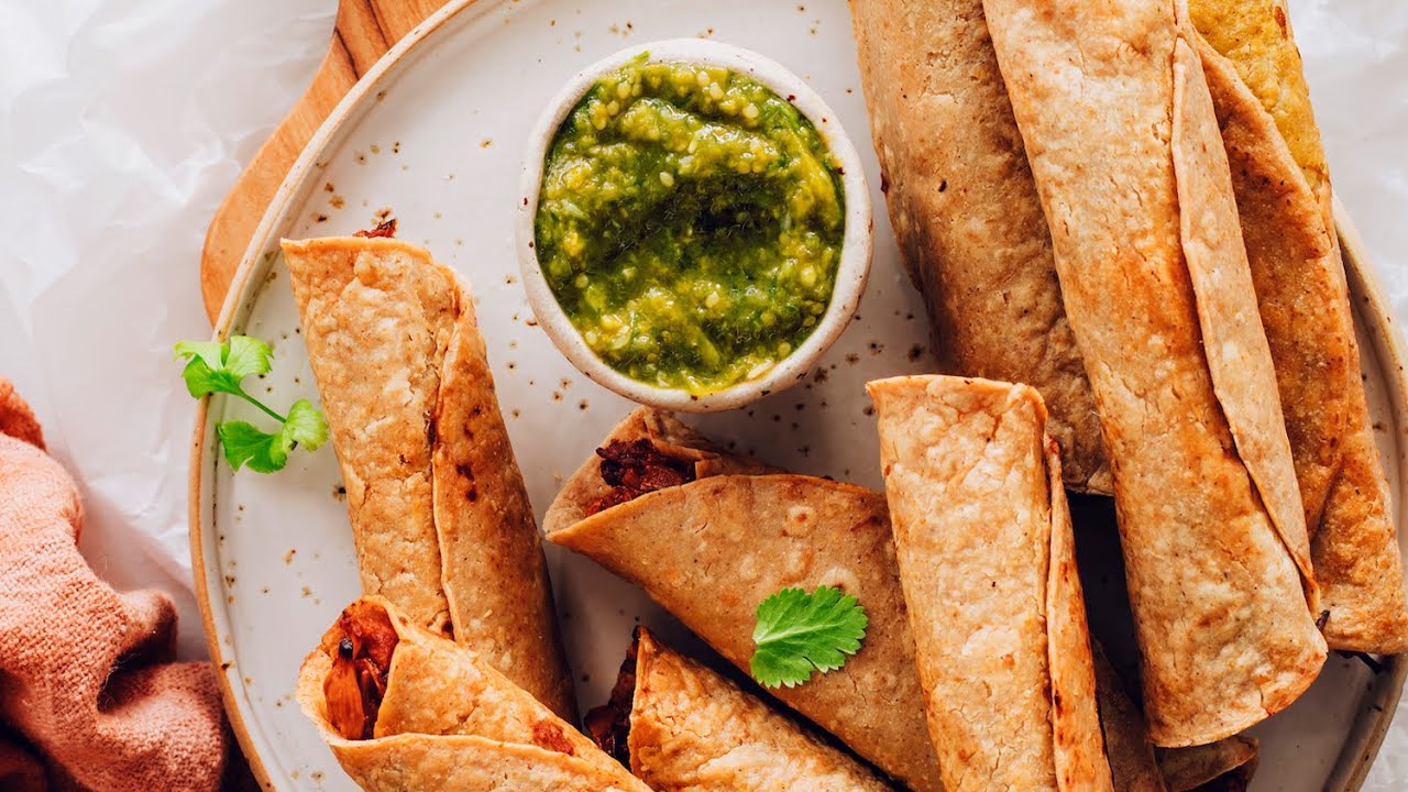 Crispy Baked Jackfruit Taquitos (Vegan, GF) | Minimalist Baker Recipes