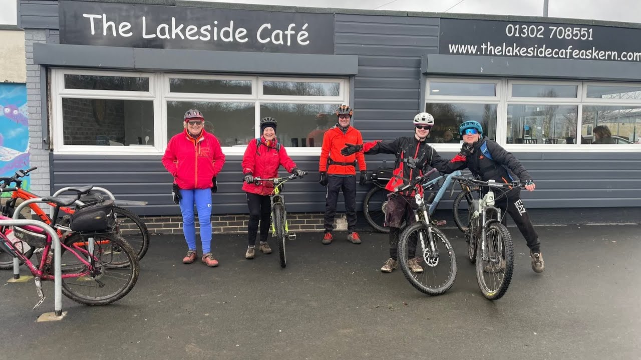 DONCASTER EMTB RIDE TO ASKERN LAKE WITH FATHER AND SON CYCLING GROUP 