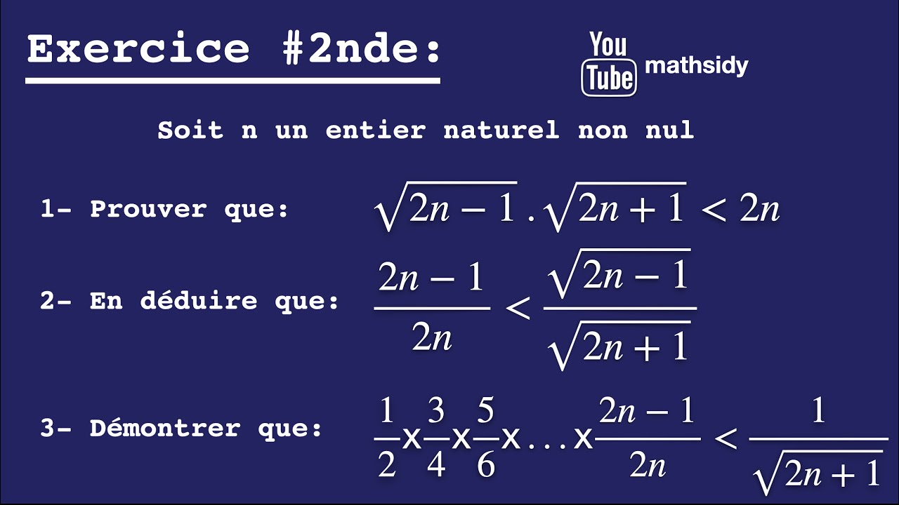 Exercice Démonstration 2nd S - Calcul dans IR