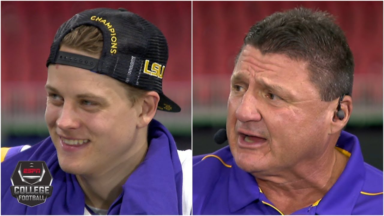 Coach Ed Orgeron and Joe Burrow reflect on LSU's SEC title victory | College Football