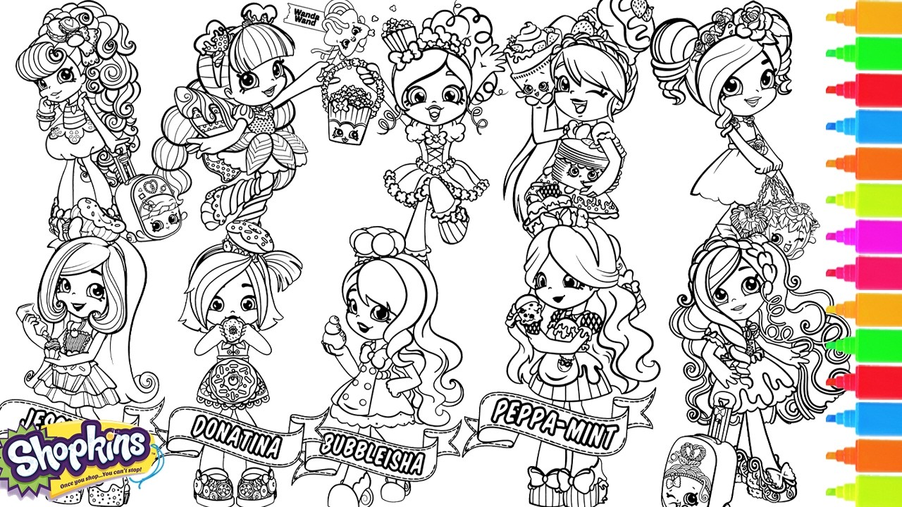 Shopkins Shoppies Dolls Coloring Book Pages Macy Macaron, Jessicake, Rainbow Kate | HAPPILY SNOWBALL