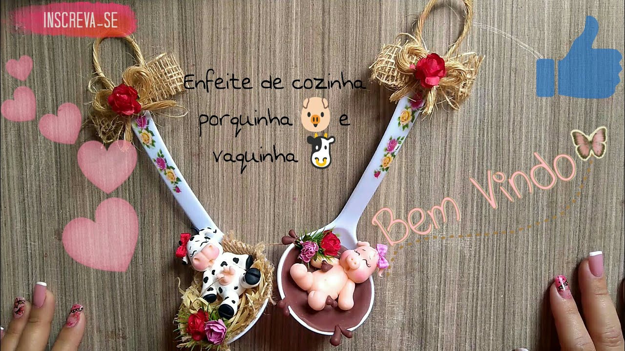 DIY Enfeite de Cozinha em Biscuit / Porquinha e Vaquinha