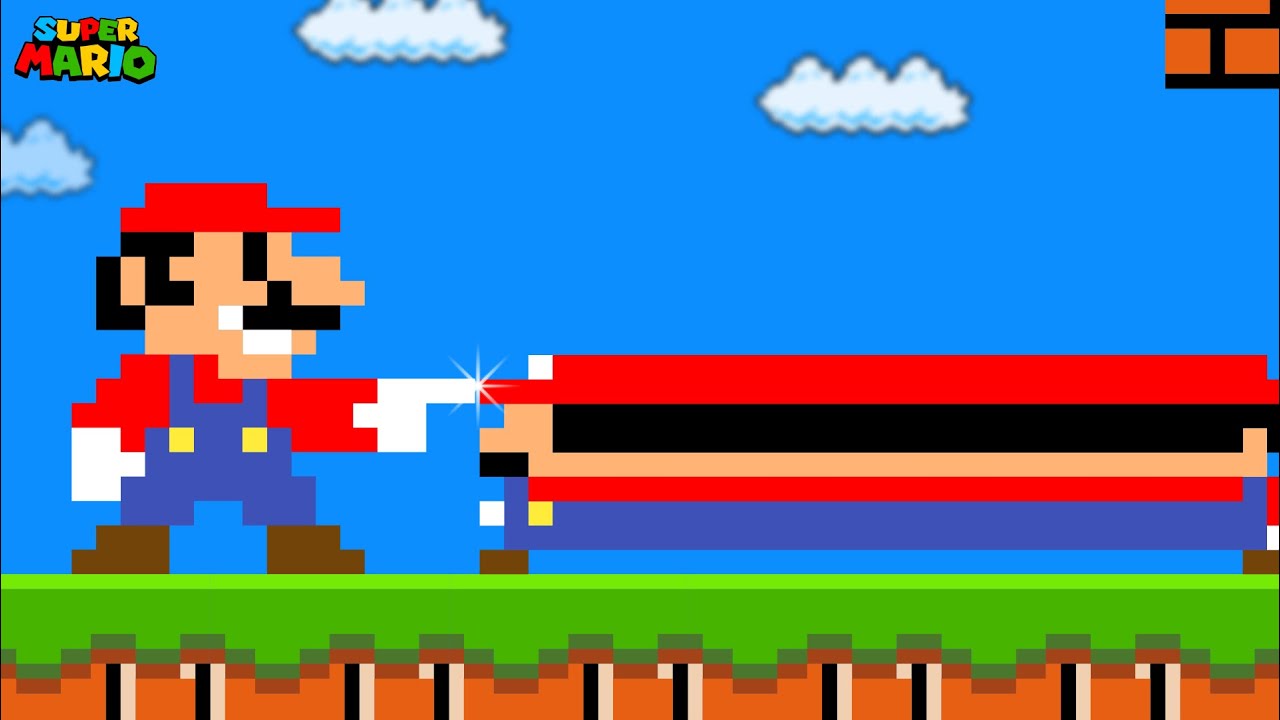 Super Mario Bros., but Mario Can Turn Anything He Wants Wider!