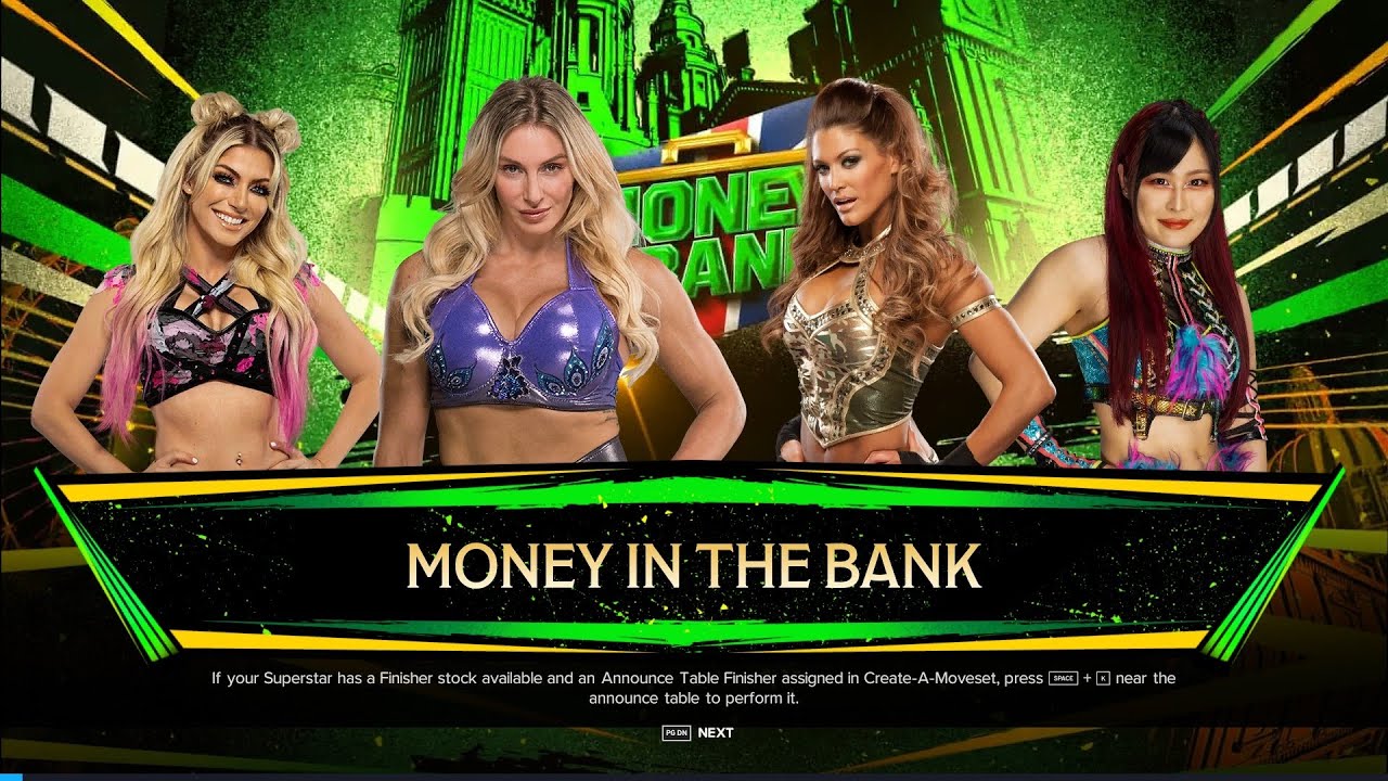 Money In The Bank - Alexa Bliss Vs Charlotte Flair V Eve Torres Vs Iyo Sky | WWE 2K24 | TLC |