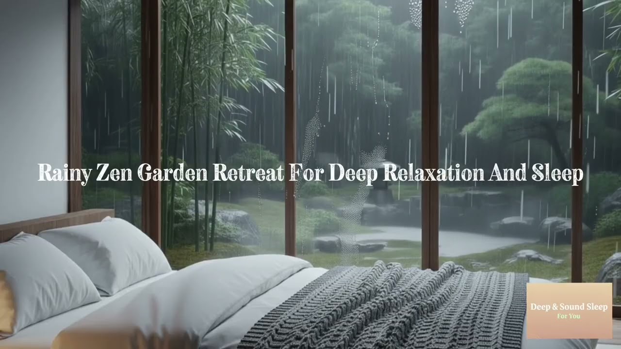 Rainy Zen Garden Retreat For Deep Relaxation And Sleep: 3 Hours Rain Sound Only #deepsleep#relaxing