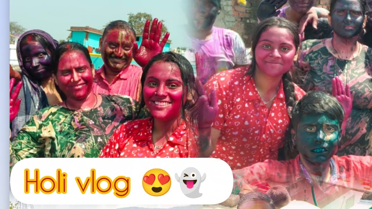 Part1  Holi celebrate 🥳 in nani ghar 🤗 😍👻 🫶 maja hi aagya 