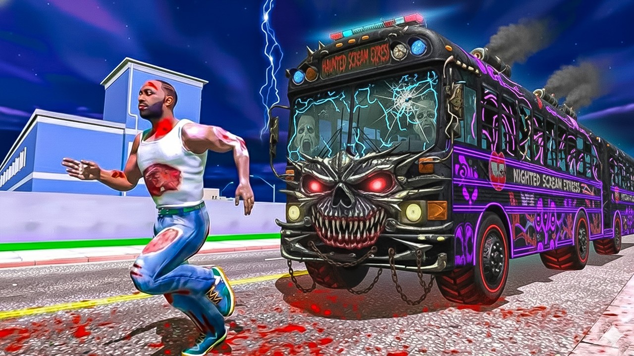 Haunted City Bus attack Franklin in Indian Bikes Driving 3d