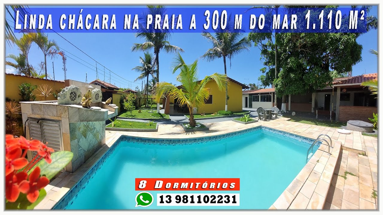 🏠  Linda Chácara na praia a 300 m do mar 1. 110 M² OPORTUNIDADE!