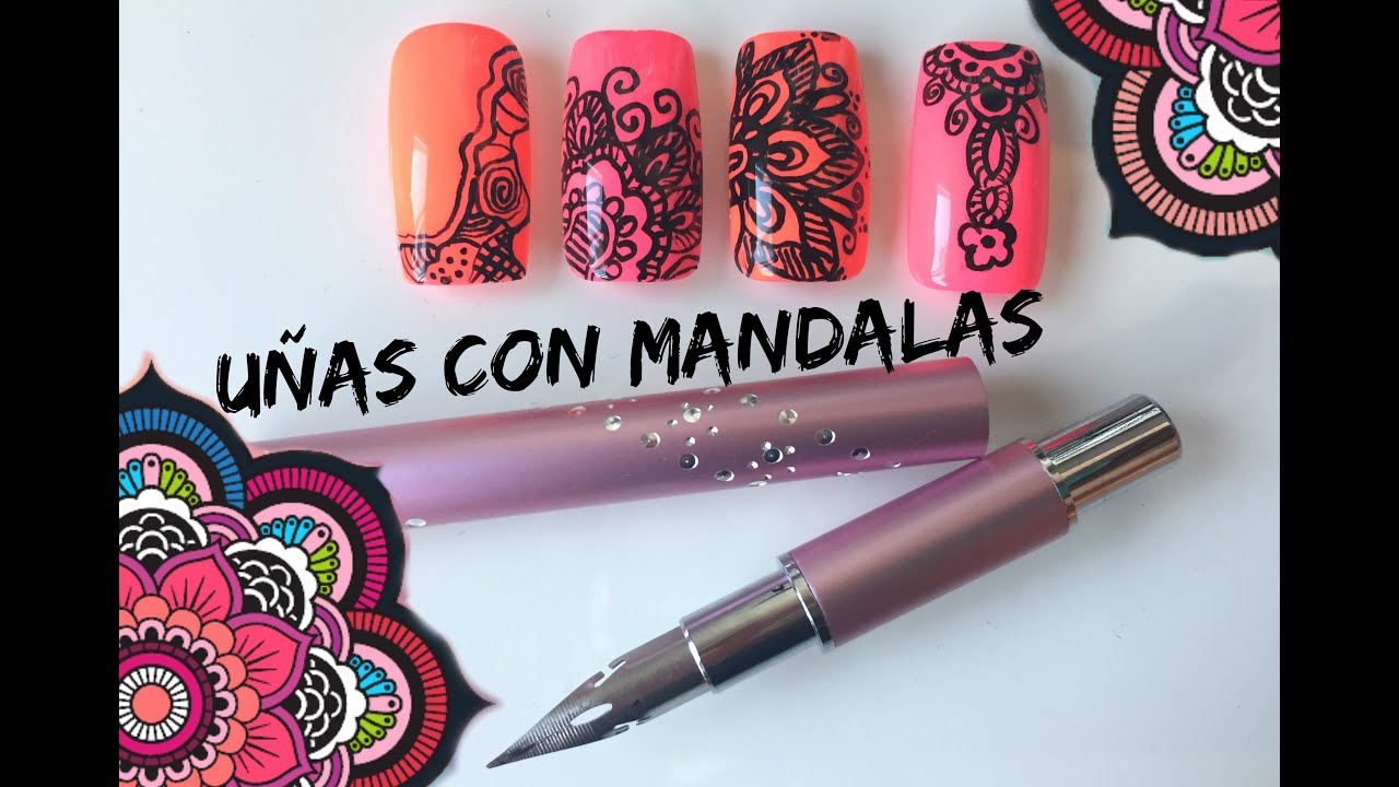 Mandalas en Uñas con Pluma de escribir