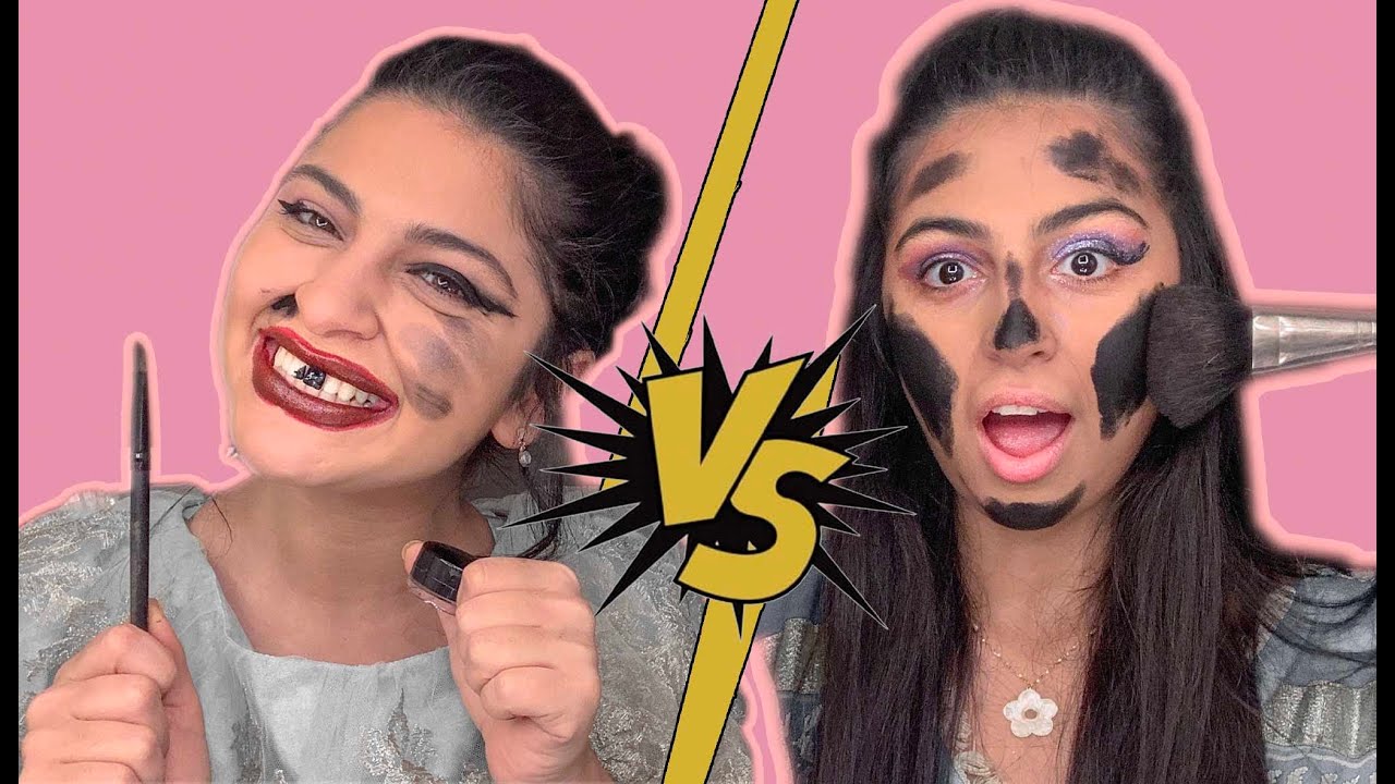 🤪٥ تحديات مكياج مع اختي ريم يموتون ضحك | صار شكلنا مجنون