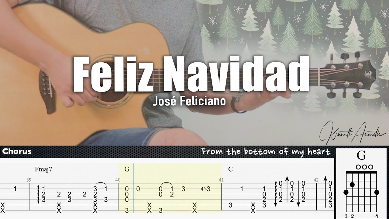 Feliz Navidad - José Feliciano | Fingerstyle Guitar | TAB + Chords + Lyrics