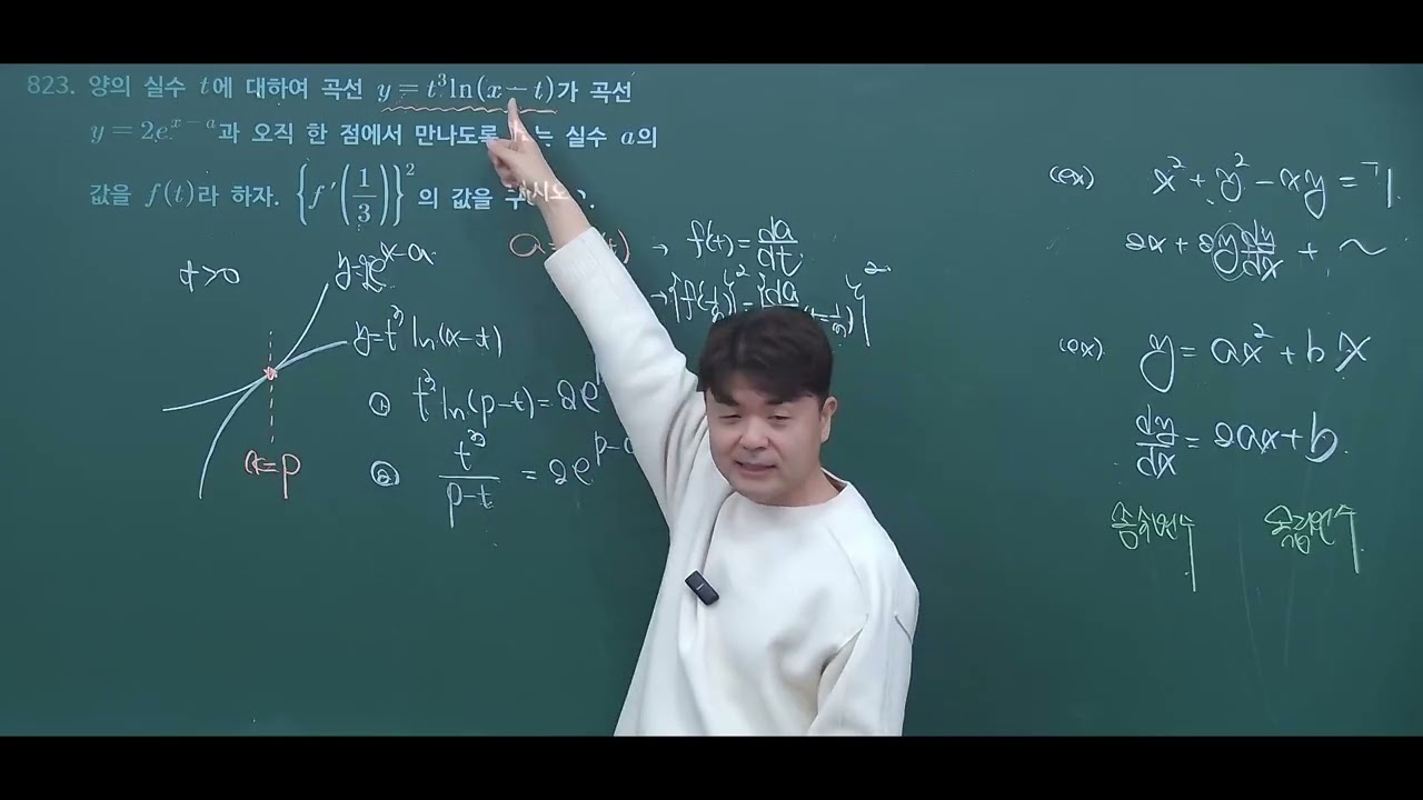 쎈수학 미적분 C단계 823번[음함수미분변수]