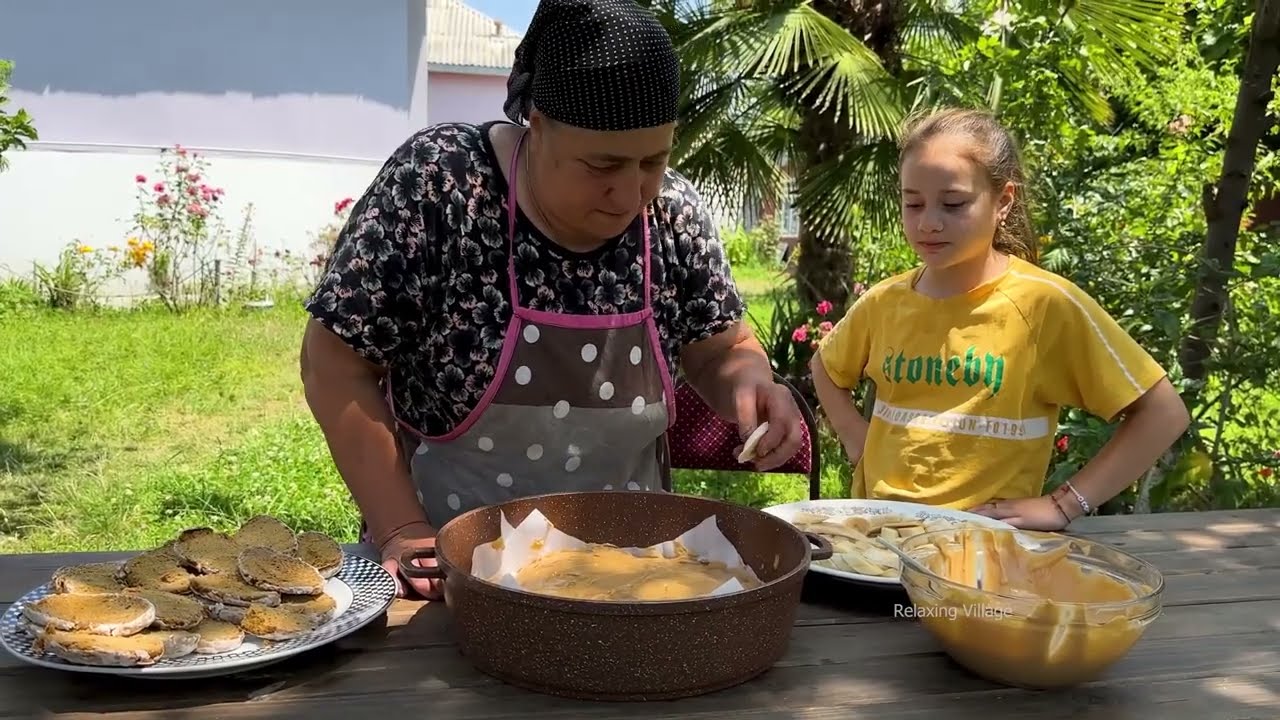 GRANDMA PREPARING NO BAKING SUMMER CAKE | COOKING VEGETABLE BREAD | RURAL VILLAGE LIFE FAMILY