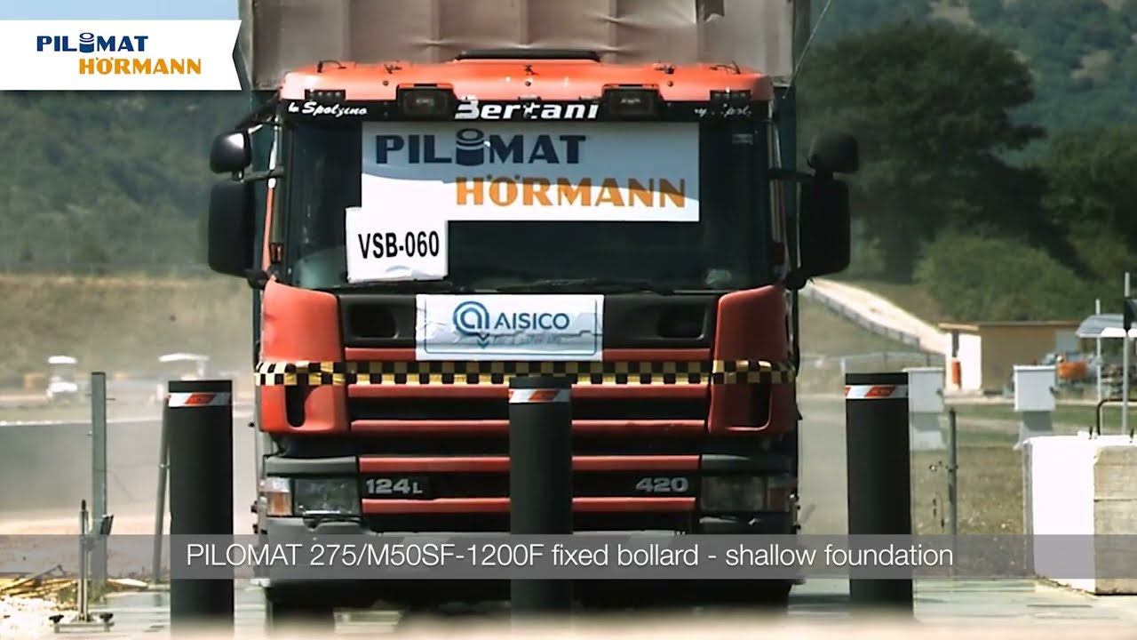Crash test IWA14, PAS68, ASTM - Pilomat 275/M50SF-1200F fixed bollard