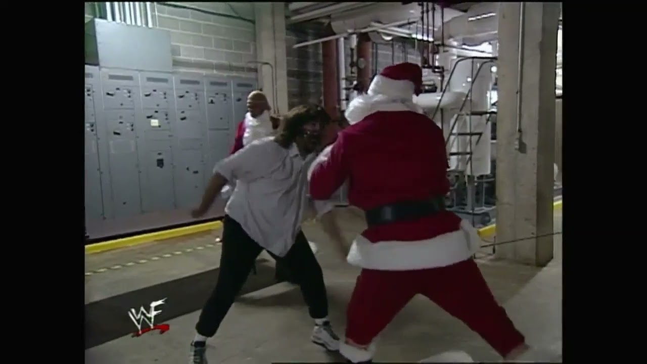 Mankind vs. Santa Claus. Boiler room match. Christmas madness on Monday Night RAW. December 20, 1999