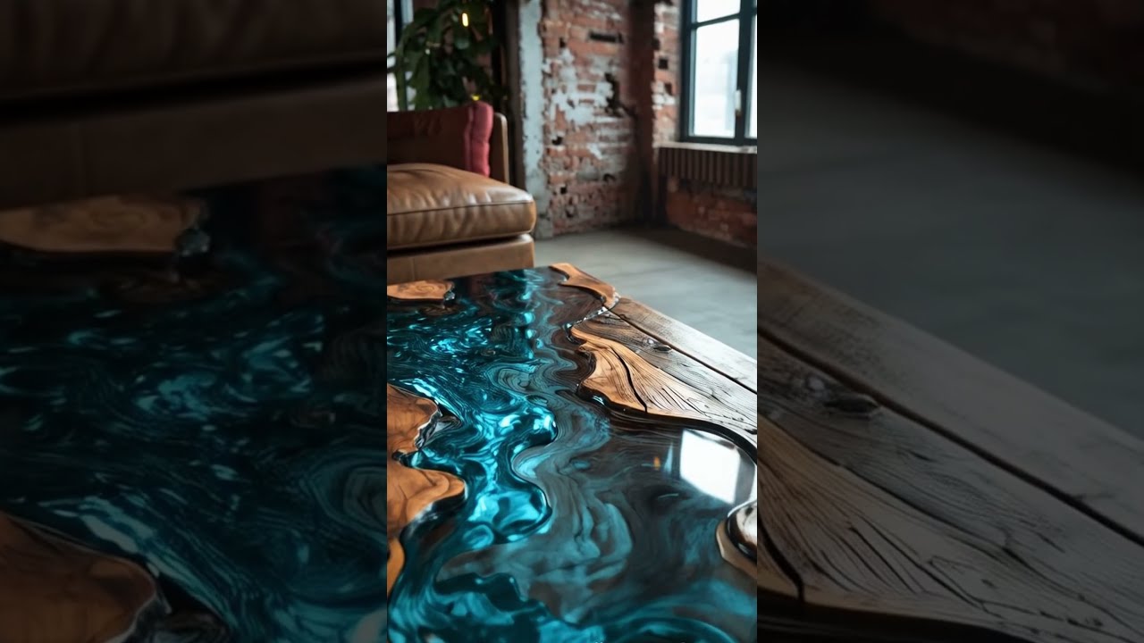 🔥 Insane Waterfall Coffee Tables: Wood & Epoxy Masterpieces! 🔥 #homedesign #interiordesign