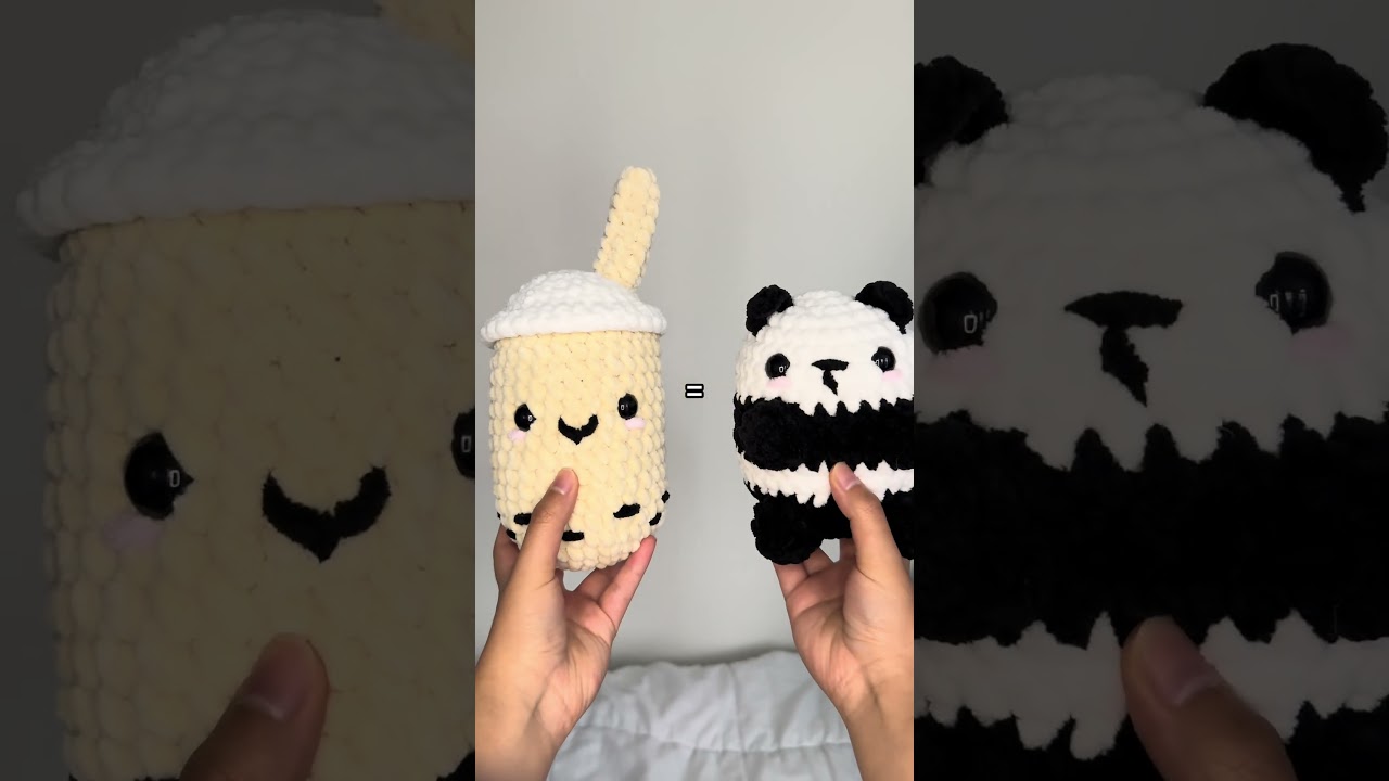 Panda Boba Plushie 🐼🧋🎍 Crochet Pattern Available on my Etsy shop!! #crochetpattern