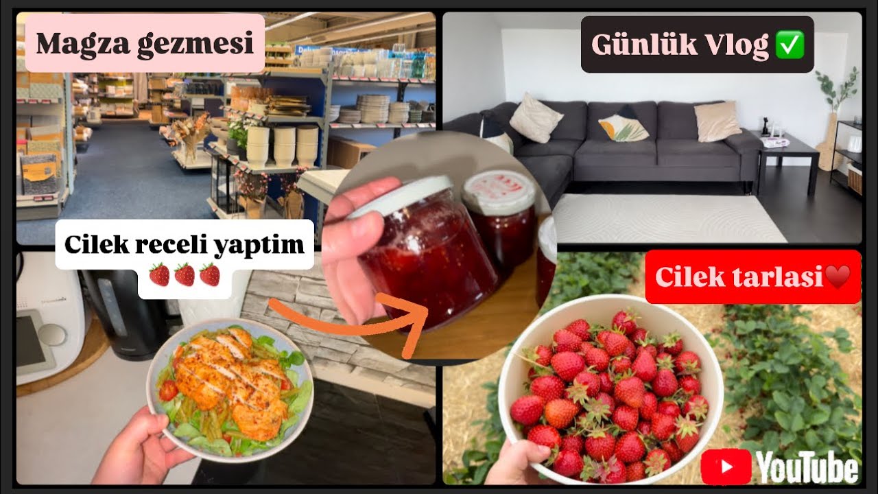 Cilek Tarlasina gittim 🍓| Günlük Vlog | tae cilekten hemen recel yaptim | Magza gezelim ✅