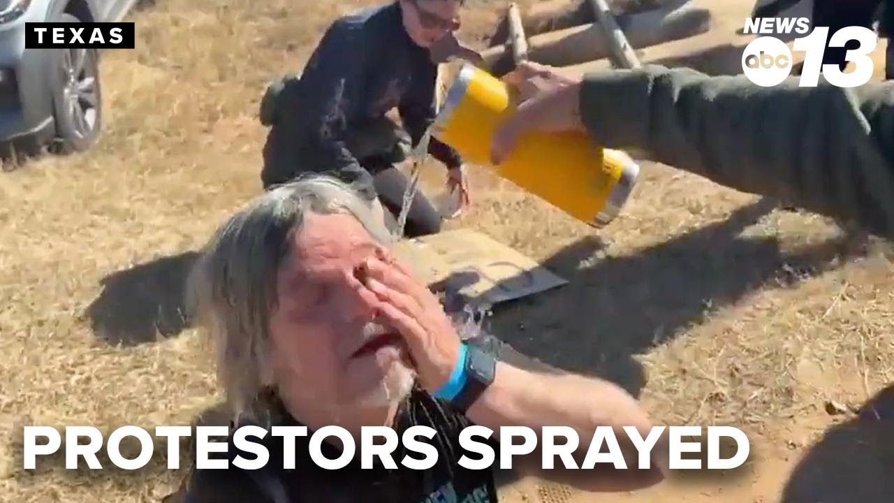 Protesters hit with chemical irritants outside Dilley Detention Facility