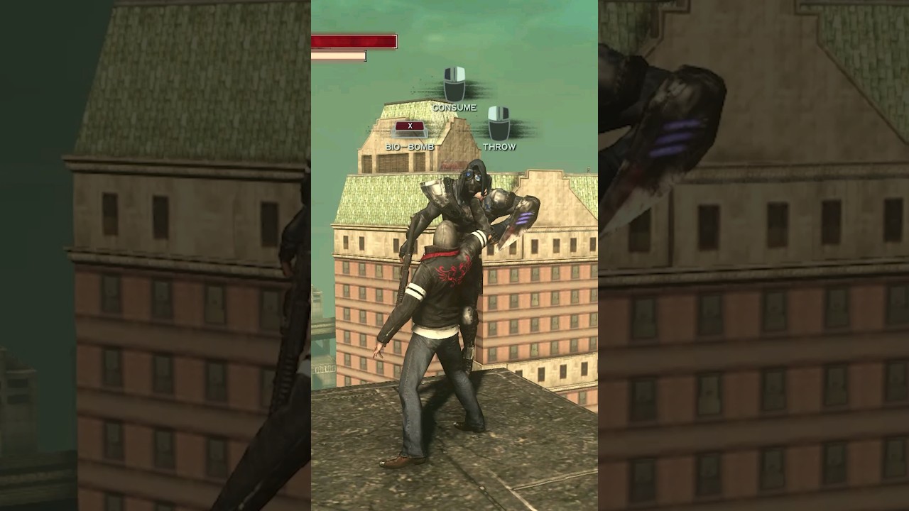 bio bomb butt kicking a black watch soldier in #prototype 2 Alex Mercer skin