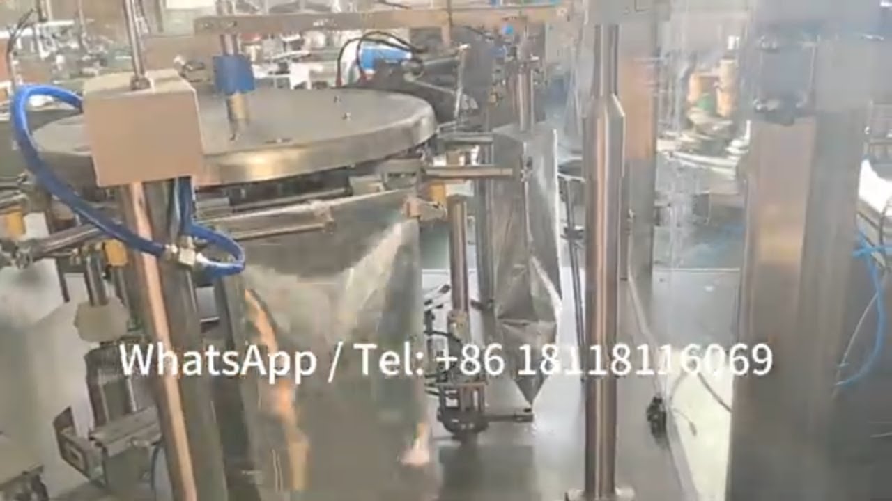 Automatic Pouch Adhesive Filling Sealing Machine + Press Material Machine