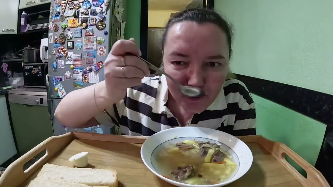 Рассольник на говядине #mukbang #еда #домашняяеда #вкусно 