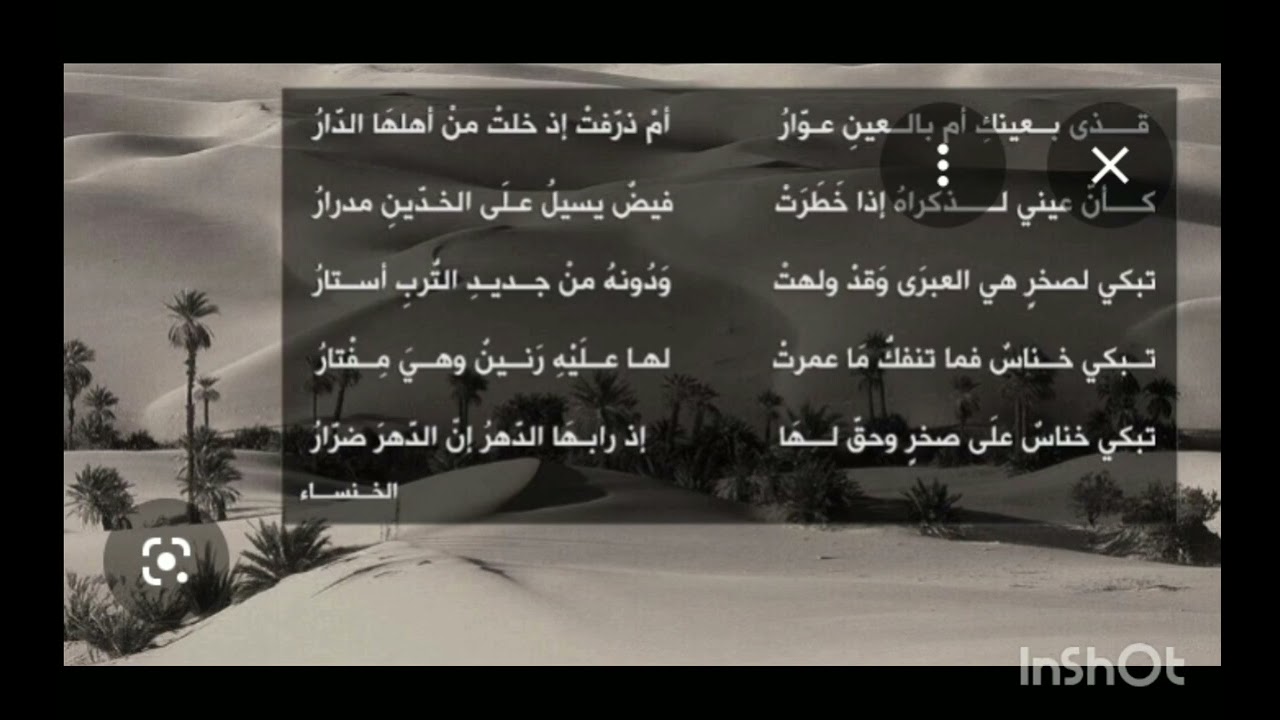 الخنساء ترثي أخاها صخرا ، قذي بعينيك أم بالعين عوار  .